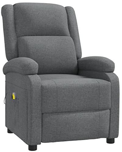 vidaXL Massagesessel, Sessel Verstellbare Rückenlehne Fußteil, Fernsehsessel Relaxsessel mit Liegefunktion, Liegesessel Polstersessel Ruhesessel, Dunkelgrau Stoff