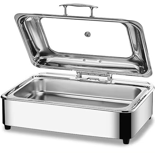 Chafing Dish Eléctrico, 9L Calentador de Buffet in Acero Inoxidable con Tapa Visible, Calentador de Comida Profesional para Buffet y Fiesta, Temperatura Regulable (0-85℃)(Size:GN1/1)
