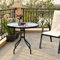 GOPLUS Table de Jardin, Table d'Appoint Ronde avec Plateau en Verre, Structure Métallique, Trou de Parasol de 43mm,Motif de Vagues d'eau, pour Extérieur Jardin Patio Cour Balcon, 70x71cm
