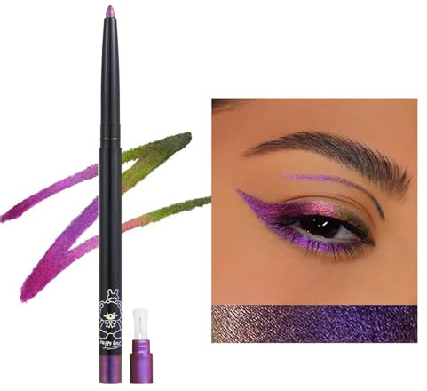 Erinde Lila Eyeliner Stift Chamäleon, Purple Metallic Glitzer Bunt Kajalstift, Wasserfest Eyeliner Stick, Multichrome Lidschatten Pencil, Sparkling Langlebiger Augen Makeup Stick
