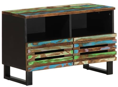 vidaXL Meuble TV 70x34x46 cm Bois d'acacia Massif, Banc TV, Meuble HiFi, Console TV, Buffet TV, Meuble multimédia, Placard TV