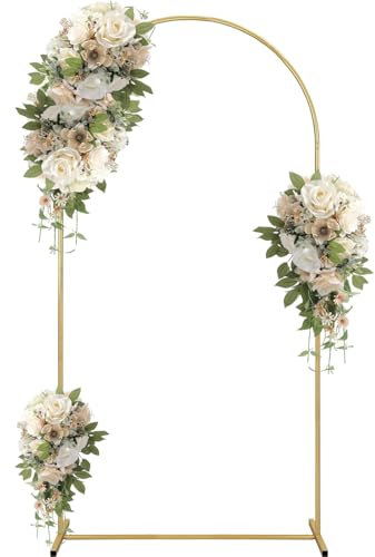 Duscdesp 2M/6.6FT Metal Arch Backdrop Stand Gold Wedding Arch Balloon Arch Stand,Garden Arch Frame for Wedding Birthday Party Balloon Flower Arch Decoration (YELLOW, 6.6FT)