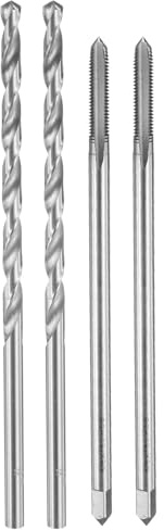 QUARKZMAN Gewindebohrer Set, 2 Stück M6 x 1 Metrische Gerade Nut Gewindeschraubhähne 150mm Extra Lang & 2 Stück 6mm Spiralbohrer 160mm Extra Lang, HSS 6542 Maschinengewindebohrer Set
