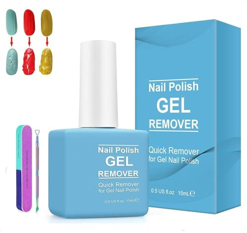 15ML Gel Nail Polish Remover,Fast Gel Polish Remover in 2-3 Minutes,with Nail File & Nail Polish Scraper, Easily & Quickly Removes