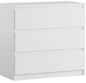 YUMEBLY 3-Schubladen-Kommode | Weiß 80 cm Ideal für Schlafzimmer, Wohnzimmer, Kinderzimmer und Büro | Geräumige Kommode | Modernes Design | 80 x 75 x 40 cm