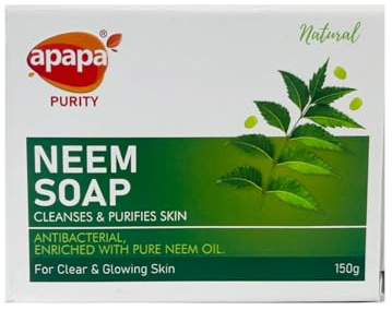 Neem Soap APAPA150G Cleanses And Ppurifies Skin, Enriched With Pure Neem Oil Product Of India Pack Of 1