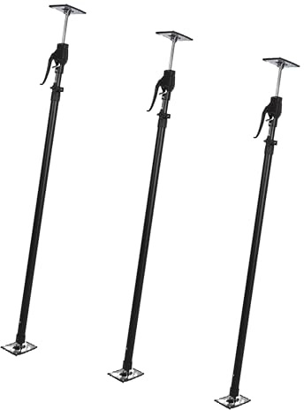 wolfcraft Puntal I 4042000 I Para posicionar, sujetar y fijar piezas, ideal para planchas de placa de yeso - Extensible de 1,22 a 2,90 m (Paquete de 3)