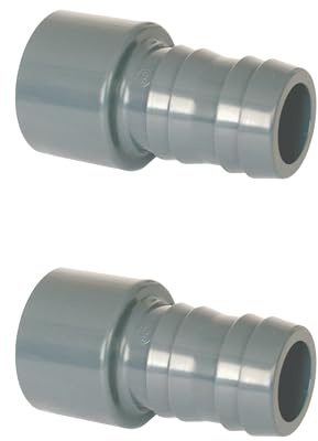 PVC Schlauchtülle AD 50mm auf Tülle 38mm – Klebemuffe Stufentülle – Rohr Schlauch Adapter für Pool & Garten (VE 2) Verklebung in Klebefitting oder Kugelhahn 50mm