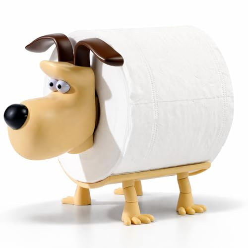 Toilettenpapierhalter Hund Welpe Lustiger WC Rollenhalter Deko Rollenständer für Badezimmer Gäste WC Schwarz