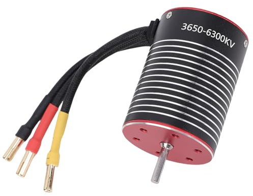 lyrlody Motor sin Escobillas 3650 Motor Eléctrico sin Escobillas RC 6300KV 4 Polos CNC Aleación de Aluminio Salida de Alta Velocidad Baja Vibración para Vehículo Todoterreno RC a Escala 1 10