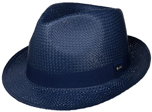 LIPODO Sombrero de Paja Colour City Trilby Mujer/Hombre - Made in Italy Sol Verano Playa con Banda Grosgrain Primavera/Verano - S (54-55 cm) Azul