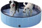 Yaheetech PVC Foldable Pet Dog Paddling Pool Puppy Swimming Pool Portable Dog Pool Large Bathing Tub with Brush for Indoor Outdoor 120 x 30cm Blue
