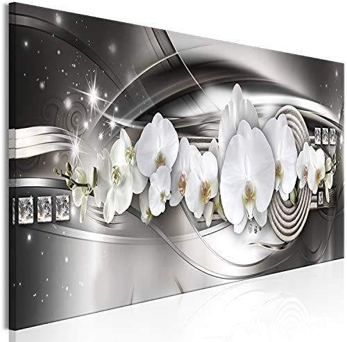 murando - Wandbilder XXL Orchidee 150x50 cm 1 tlg - Wand Deko Vlies Leinwand Bilder Groß Wanddeko Wohnzimmer Schlafzimmer Kunstdrucke Panoramabild - Blumen Zen Ornament Diamant