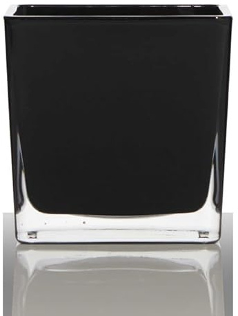 INNA-Glas Teelichthalter Kim Earth aus Glas, schwarz, 10x10x10cm | Windlicht Glas