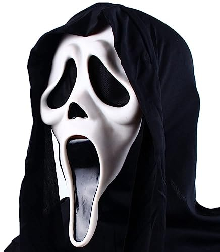 MOREASE Halloween Scream Maske, Horror Ghostface , Latex Masken Gruselig Scary Geist Ghost Face Maske, Terrifier Kostüm für Karneval Fasching