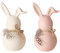 2 STK Osterhasen Keramik Leonessa Weiss Creme 12cm Deko Hasen n254 Osterhase Ostern Dekoration Geschenk Set Knickohr Federn Häschen Niedlich Silouette