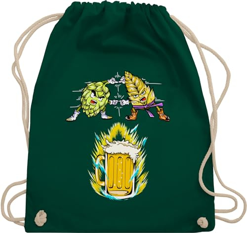 Turnbeutel Rucksack - Nerd Geschenke - Bier Fusion - Hopfen & Malz - Unisize - Dunkelgrün - biertrinker geschenk zocken stoffbeutel bierliebhaber geeks bag für sprüche gamer ruckack nerds tasche