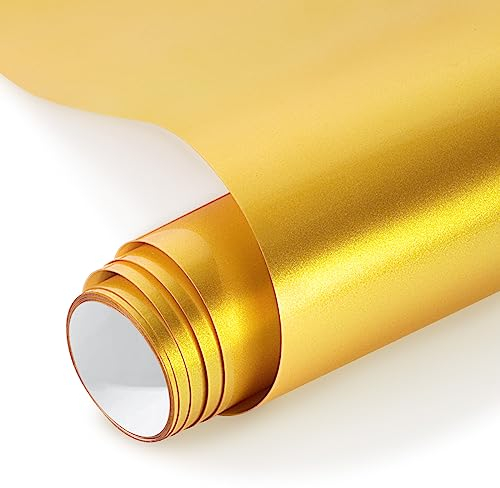 NANAPLUMS Plotterfolie Textil - PU Flexfolie Plotter Textil, Verwendet in Textilien Transferfolie zum Aufbügeln für DIY T-Shirt, Stoffe(Bronzierend Gold)