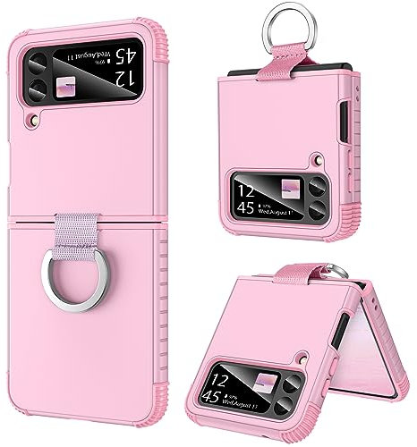 BENTOBEN for Samsung Galaxy Z Flip 4 Case, Z Flip 4 5G Case with Ring, Heavy Duty 2 in 1 Full Body Rugged Shockproof Protection Cover Girls Women Boy Men Covers for Galaxy Z Flip 4, Pink