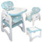 Olmitos - Trona Evolutiva Multifunción Pupitre - Reclinable, 5 en 1: escritorio, silla, trona, mesa para bloques y tablet- cinturón 5 puntos - Rígida y segura de 6 meses a 6 años (Forest)