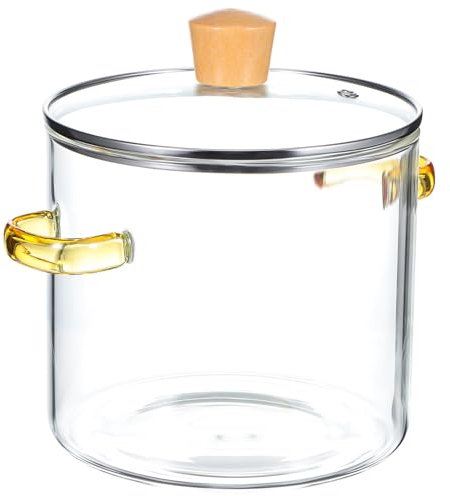 BESPORTBLE Casserole En Verre Avec Couvercle - Marmite Transparente Pour Ragoût, Ramen, Soupe De Pâtes Et Mijoteuse