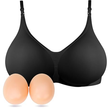 ONEFENG Crossdressing BH-Set mit Brustprothesen für Crossdresser Fake Breasts Boots für Transgender Cosplay