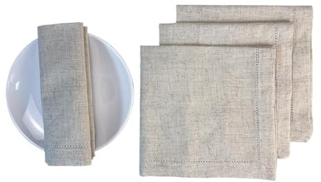 Stoffservietten 6er Set Baumwoll Leinen Waschbar Wiederverwendbare mit Hohlsaum Servietten Stoff Tischsets Tischdekoration für Partys Weihnachten Geburtstag Hochzeit Küche (Grau, 20 x 20 cm)