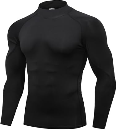 Yuerlian Compression Tops for Men Long Sleeve Running Mock Turtleneck Shirt | Quick Dry,Base Layer T-Shirts,Sports,Gym,Training Undershirts,Workout,Athletic,Slim Fitted,Football,Training,Hiking