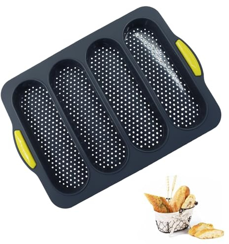 Litoexpe 1 moule à pain anti-adhésif en silicone, moule à mini baguette, plaque de cuisson pour hot-dog, petits pains, gâteaux