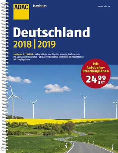 ADAC Maxiatlas Deutschland 2018/2019 1:150 000: 45 Durchfahrts- und Citypläne inklusive Straßenregister. Mit Autobahnstreckenplänen. Über 77.000 ... Mit Campingplätzen (ADAC Atlanten)