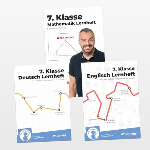7. Klasse Hauptfächer Set komplett (Mathe, Deutsch, Englisch) / Lernheft, Übungsheft / Rechnen, Rechtschreibung, Übungen, Grammatik: Inkl. Aufgaben + Lösungen + Lernvideos