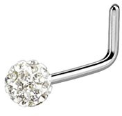 beyoutifulthings Nasen-Piercing FERIDO KRISTALL Kugel Nasen-Ring Nasen-Stecker L-Form Chirurgenstahl Silber Multicolor Stab 0,8/6mm Kugel 3mm