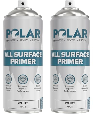 Polar All Surface Primer Matt White Pack of 2, Exceptional Adhesion for a Professional, Long Lasting Paint Finish, Quick Drying and Perfect for Multi Surfaces - (2X 400ml)