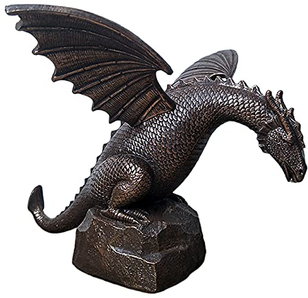 MagiDeal Garten Drachen Brunnen Statue, Harz Wasser Funktion Drachen Skulptur, Outdoor Dekoration, Hof Rasen Wasserlandschaft Statue Artikelarbeit