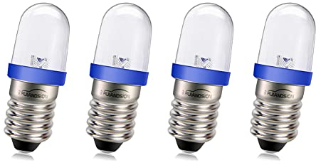 Ruiandsion E10 LED Glühbirne 220V 230V AC 8mm Schraubsockel Energiesparende LED-Anzeigeleuchte E10 Sockel LED Upgrade Glühbirne, Blau (4er Pack)