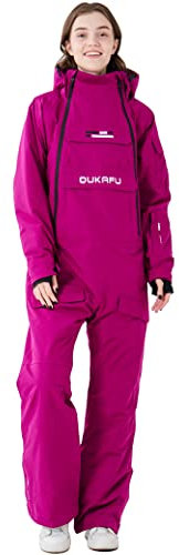 OUKAFU Damen Einteiler Skianzüge Wasserdicht Ski-Jumpsuits Winter Onesies Snowsuits Snowboard Overalls für Schneesport, Violett, Large