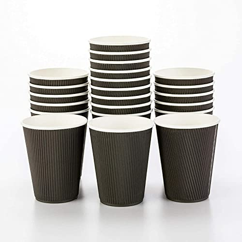 HOT BARGAINS 500 x 12oz Black Kraft Paper Cups for hot and Cold Drinks