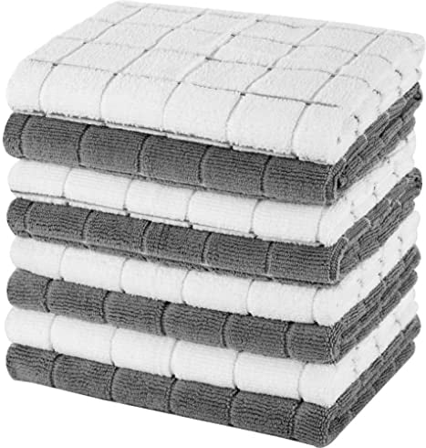gryeer 8er-Set Microfaser Geschirrtücher, super saugfähig, weich und fusselfrei Küchentücher,45 x 65 cm,Grau