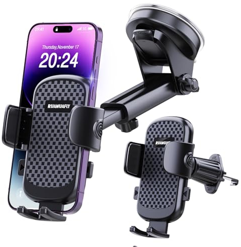 [2025 Upgraded] Car Phone Holder [Ultra-Stable Shockproof] Suction Mobile Phone Mount for Dashboard Windscreen Vent, Van Stand Cradle for iPhone 17 Pro Max 16 15 14 13 12 11 SE Samsung S25 S24 Pixel 8