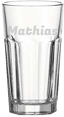 LUXENTU Longdrinkgläser XL mit personalisierter Gravur, 540 ml, Individualisierbare Cocktailgläser für Bar & Gastronomie, Robuste Trinkgläser, Spülmaschinengeeignet, Name gerade, 1 Stück