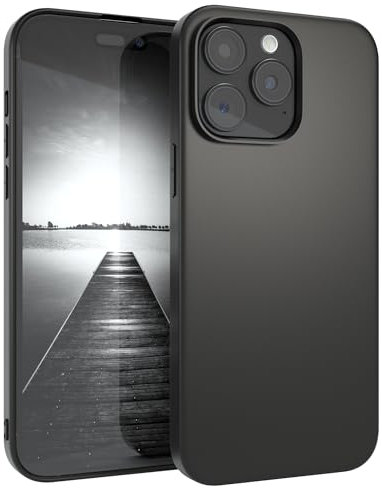 EAZY CASE Custodia in silicone per telefono compatibile con iPhone 15 Pro Max cover protettiva antiurto sottile e leggera protezione dalle cadute copertura in silicone Nero