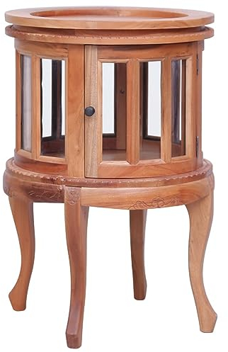ZEYUAN Vitrinenschrank, Vitrine, Wandschrank, Schrank Regal, Glasregal, Glasvitrine Stehend, Eckvitrine, Manga Regal, Natur 50 x 50 x 76 cm Massivholz Mahagoni