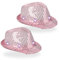 Relaxdays Pailletten Hut 2er Set, mit 6 LEDs, 3 Leuchtmodi, Glitzer, Männer & Frauen, Partyhüte, Silvesterhüte, rosa