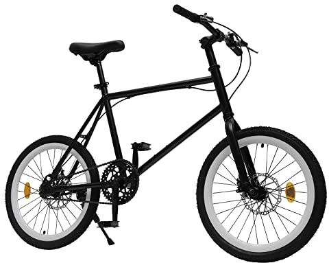 HINOPY Kinderfahrrad - 20 Zoll Jungen Mädchen Fahrrad EIN-Gang Kinder Fahrrad Höhenverstellbar Rad Bike für Kinder Höhe 4.26-5.08ft, für Städte, Strände, Fahrradwege (Schwarz&Weiß)