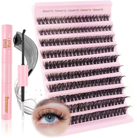 Glowing Win Faux Cils Individuel Kit 60D Extension de Cils Professionnel avec Lash Bond and Remover Faux Cils Naturel avec Colle de Cils Bouquet DIY Cluster Lashes Kit