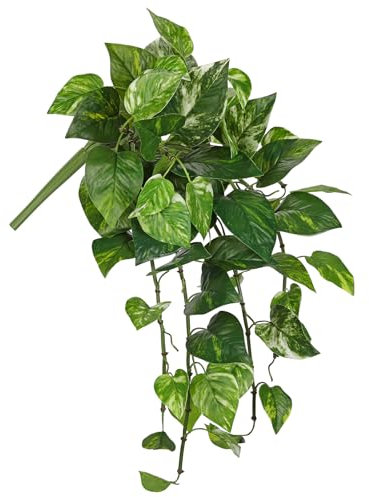Hollyone Bouquet di pothos di giada artificiale da 63 cm, per decorazione domestica, piante finte variegate, bouquet di foglie artificiali per balcone, cesto Haning, davanzale, decorazioni da giardino