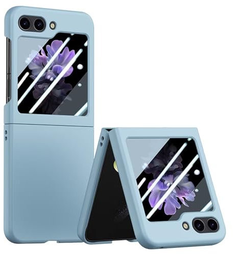 EASSGU Custodia in Silicone Adatta per Samsung Galaxy Z Flip6 / Samsung Galaxy Flip 6 2024 (6.7 Inches), PC Cover per Telefono Resistente Alla Caduta e Ai Graffi - Cielo blu
