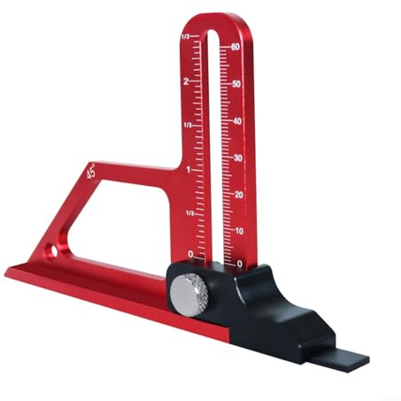 HOHOVYVY Tiefenmesser,Höhenmesser,Einstellbarer Tiefenmesser Für Tischkreissägen 0–60 mm Metrisch Und Zoll Höhenmesser Für Frästische