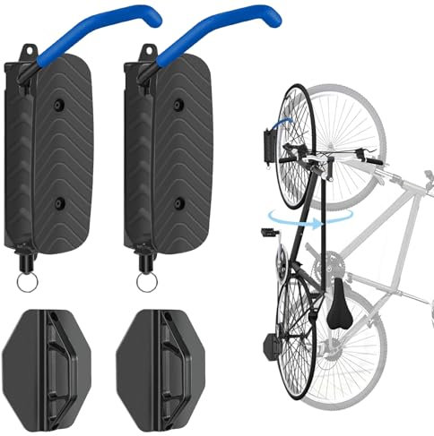 Wdmiya Support Vélo Mural Pivotant Jusqu'à 30 KG, Porte- Vélo Mural de Rangement pour Vélos Vtt,de course,convenant à la plupart des vélos,Crochet Vélo Mural Vertical pour Maison Garage (2Pack)