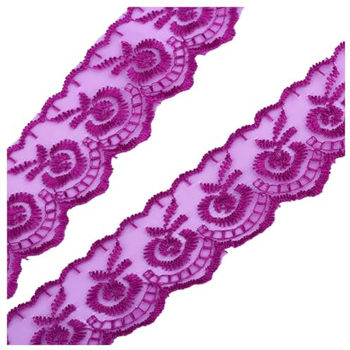 BrightGlow Spitzenbordüre Bänder Dekoband 45mm Breit Bestickte Spitzenband Geschenkband Bordüre Spitze Band Meterware Vintage Spitzenband Spitzenstoff Zum Nähen für DIY Weihnachten Violett 2M